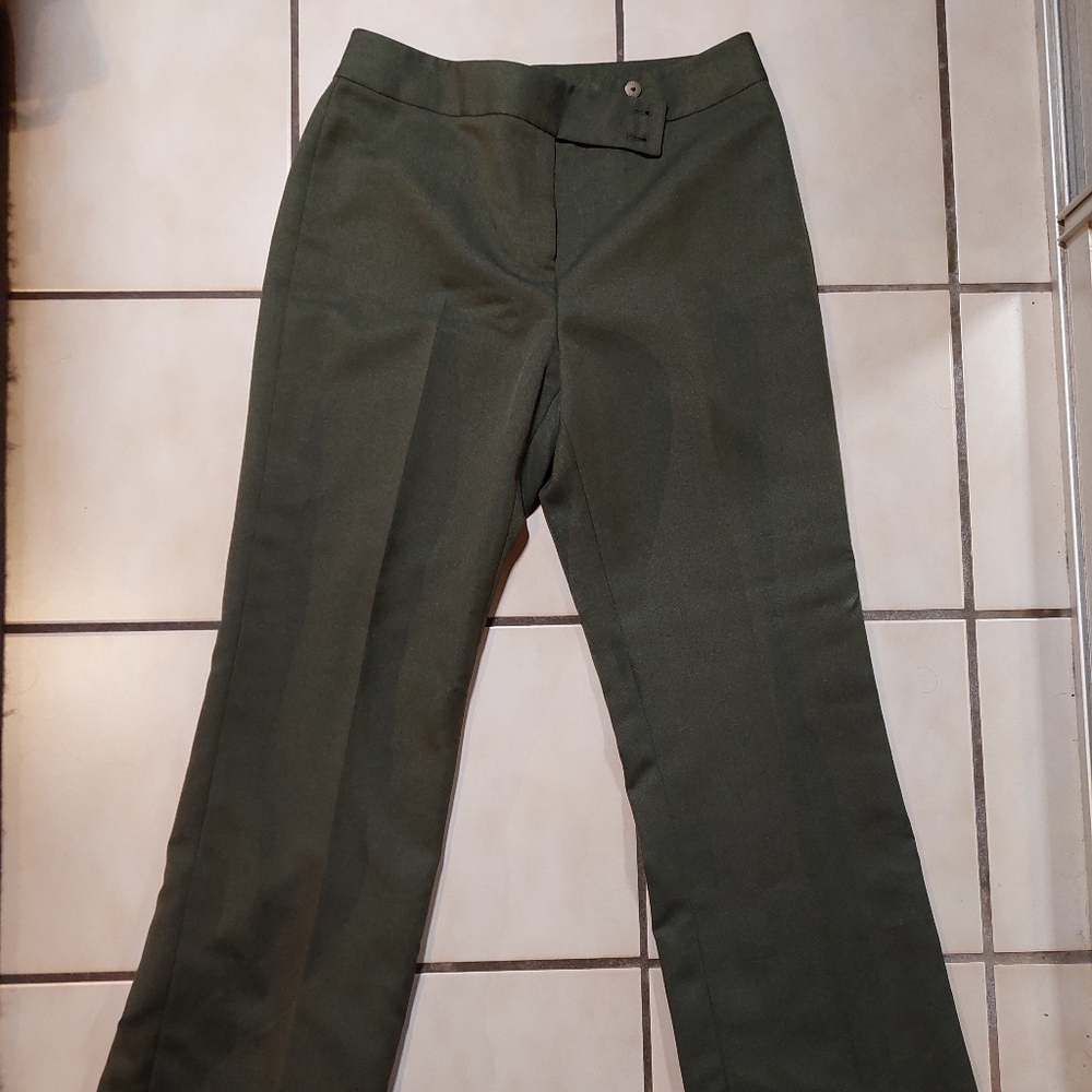 Polyester Olive Green Flared Pants